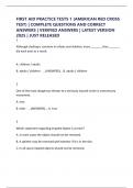 FIRST AID PRACTICE TESTS 1 &lpar;AMERICAN RED CROSS TEST&rpar; &vert; COMPLETE QUESTIONS AND CORRECT ANSWERS &vert; VERIFIED ANSWERS &vert; LATEST VERSION 2025 &vert; JUST RELEASED