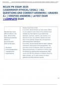 NCLEX PN EXAM 2025  &lpar;LEADERSHIP&sol;ETHICAL&sol;LEGAL&rpar; &vert; ALL  QUESTIONS AND CORRECT ANSWERS &vert; GRADED  A&plus; &vert; VERIFIED ANSWERS &vert; LATEST EXAM  COMPLETE EXAM  