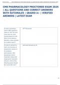 CMS PHARMACOLOGY PROCTORED EXAM 2025  &vert; ALL QUESTIONS AND CORRECT ANSWERS  WITH RATIONALES &vert; GRADED A&plus; &vert; VERIFIED  ANSWERS &vert; LATEST EXAM