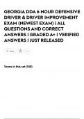 GEORGIA DDA 6 HOUR DEFENSIVE DRIVER & DRIVER IMPROVEMENT EXAM &lpar;NEWEST EXAM&rpar; &vert; ALL QUESTIONS AND CORRECT ANSWERS &vert; GRADED A&plus; &vert; VERIFIED ANSWERS &vert; JUST RELEASED