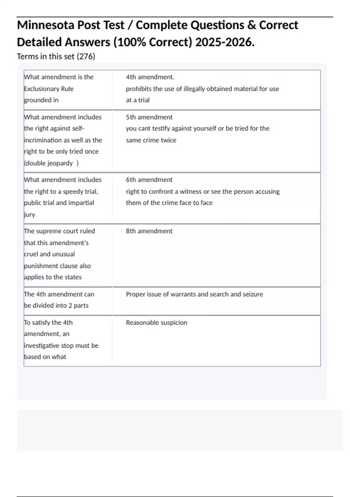 Questions Mn Minnesota Post Test / Complete Questions & Correct Detailed Answers ...