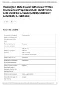 Washington State Master Esthetician Written Practical Test Prep 2025 EXAM QUESTIONS AND VERIFIED ANSWERS &lpar;100&percnt; CORRECT ANSWERS&rpar; A&plus; GRADED