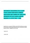    ARITHMETIC REASONING PICAT EXAM STUDY GUIDE EXAM WITH CORRECT QUESTIONS AND CORRECTRY ANALYZED ANSWERS &lpar;ACTUAL EXAM&rpar; ALREADY GRADED A&plus; LATEST 2025 &ndash; 2026