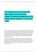    ACO CORB EXAM STUDY GUIDE EXAM WITH CORRECT QUESTIONS AND CORRECTRY ANALYZED ANSWERS &lpar;ACTUAL EXAM&rpar; ALREADY GRADED A&plus; LATEST 2025 &ndash; 2026 