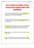 BYU EARTH SCIENCE FINAL  EXAM 2025 QUESTIONS AND  ANSWERS&period; 