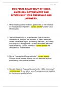 BYU FINAL EXAM GOVT-041-S003&colon;  AMERICAN GOVERNMENT AND  CITIZENSHIP 2025 QUESTIONS AND  ANSWERS&period;