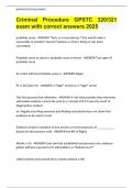 Criminal Procedure GPSTC 320&sol;321  exam with correct answers 2025 &vert;&vert; Graded A&plus; &comma; Latest Update 