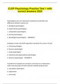 CLEP Psychology Practice Test 1 with correct answers 2024