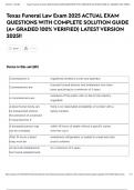 Texas Funeral Law Exam 2025 ACTUAL EXAM QUESTIONS WITH COMPLETE SOLUTION GUIDE &lpar;A&plus; GRADED 100&percnt; VERIFIED&rpar; LATEST VERSION 2025&excl;&excl;