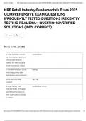 NRF Retail Industry Fundamentals Exam 2025 COMPREHENSIVE EXAM QUESTIONS &vert;FREQUENTLY TESTED QUESTIONS &vert;RECENTLY TESTING REAL EXAM QUESTIONS&vert;VERIFIED SOLUTIONS &lpar;100&percnt; CORRECT&rpar;