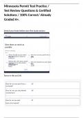Minnesota Permit Test Practice &sol; Test Review Questions & Certified Solutions &sol; 100&percnt; Correct&sol; Already Graded A&plus;&period;