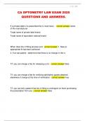 CA OPTOMETRY LAW EXAM 2025  QUESTIONS AND ANSWERS&period; 