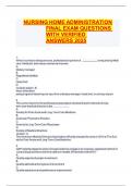 NURSING HOME ADMINISTRATION FINAL EXAM QUESTIONS WITH VERIFIED ANSWERS 2025