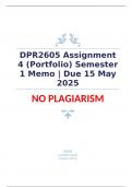DPR2605 Assignment 4 &lpar;Portfolio&rpar; Semester 1 Memo &vert; Due 15 May 2025