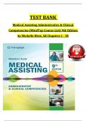 Test Bank For Medical Assisting Administrative & Clinical Competences 9th Edition by Blesi all Chapters 1-58 ISBN&colon;&lpar;Graded A&plus;&rpar; latest Version 2025