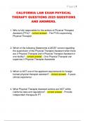CALIFORNIA LAW EXAM PHYSICAL  THERAPY QUESTIONS 2025 QUESTIONS  AND ANSWERS&period; 