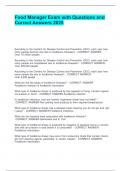 Food Manager Exam with Questions and Correct Answers 2025&period;