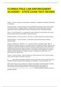 FLORIDA FDLE LAW ENFORCEMENT ACADEMY - STATE EXAM TEST REVIEW QUESTIONS AND ANSWERS