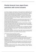 Florida General Lines Agent Exam questions with correct answers