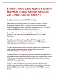 Florida General Lines Agent & Customer Rep Study Manual Glossary Questions and Correct Answers Rated A&plus;&period;