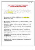 CAR SALES TEST COLORADO 2025  QUESTIONS AND ANSWERS&period;