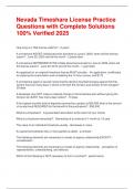 Nevada Timeshare License Practice Questions with Complete Solutions 100- Verified 2025