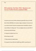 RN Leadership  final Exam With  Questions and Correct Verified Answers
