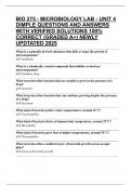 BIO 275 - MICROBIOLOGY LAB - UNIT 4 DIMPLE QUESTIONS AND ANSWERS WITH VERIFIED SOLUTIONS 100&percnt; CORRECT &lpar;GRADED A&plus;&rpar; NEWLY UPDTATED 2025