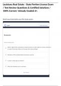 Louisiana Real Estate - State Portion License Exam &sol; Test Review Questions & Certified Solutions &sol; 100&percnt; Correct&sol; Already Graded A&plus;&period;