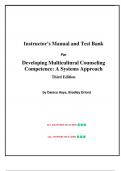 Instructor&rsquo;s Manual and Test Bank for Developing Multicultural Counseling Competence&colon; A Systems Approach 3rd Edition by Danica Hays &vert;All Chapters