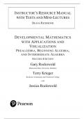 Instructor's Resource Manual for Developmental Mathematics with Applications and Visualization&colon; Prealgebra&comma; Beginning Algebra&comma; and Intermediate Algebra 2nd Edition by Gary Rockswold &vert;All Chapters 