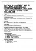 PORTAGE MICROBIOLOGY BIOD171 FINAL EXAM QUESTIONS AND ANSWERS WITH VERIFIED SOLUTIONS 100&percnt; CORRECT RATED A&plus; NEWLY UPDATED 2025