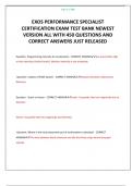 EXOS PERFORMANCE SPECIALIST CERTIFICATION EXAM TEST BANK NEWEST VERSION ALL WITH 450 QUESTIONS AND CORRECT ANSWERS JUST RELEASED 