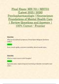 Final Exams&colon; MH 701 &sol; MH701 &lpar;Latest 2025 &sol; 2026 Updates STUDY BUNDLE&rpar; Psychopharmacologic &sol; Neuroscience Foundations of Mental Health Care &vert; Questions and Answers &vert; 100&percnt; Correct - Frontier