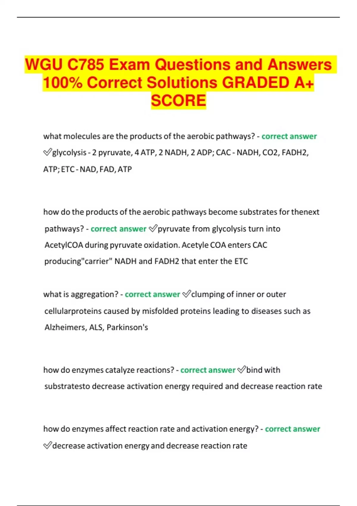 WGU C785 Exam Questions and Answers 100- Correct Solutions GRADED A+ ...