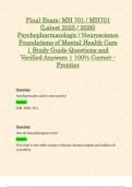 Exam 1&comma; Exam 2&comma; Exam 3 & Final Exam&colon; MH701 &sol; MH 701 &lpar;Latest 2025 &sol; 2026 Updates STUDY BUNDLE&rpar; Psychopharmacologic &sol; Neuroscience Foundations of Mental Health Care &vert; Questions and Answers &vert; 100&percnt; Correct - Frontier