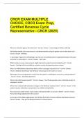 CRCR EXAM MULTIPLE CHOICE&comma; CRCR Exam Prep&comma; Certified Revenue Cycle Representative - CRCR &lpar;2025&rpar;
