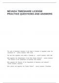 NEVADA TIMESHARE LICENSE PRACTICE QUESTIONS AND ANSWERS
