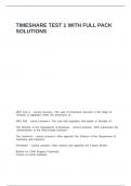 TIMESHARE TEST 1 WITH FULL PACK SOLUTIONS