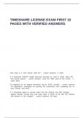 TIMESHARE LICENSE EXAM FIRST 10 PAGES WITH VERIFIED ANSWERS