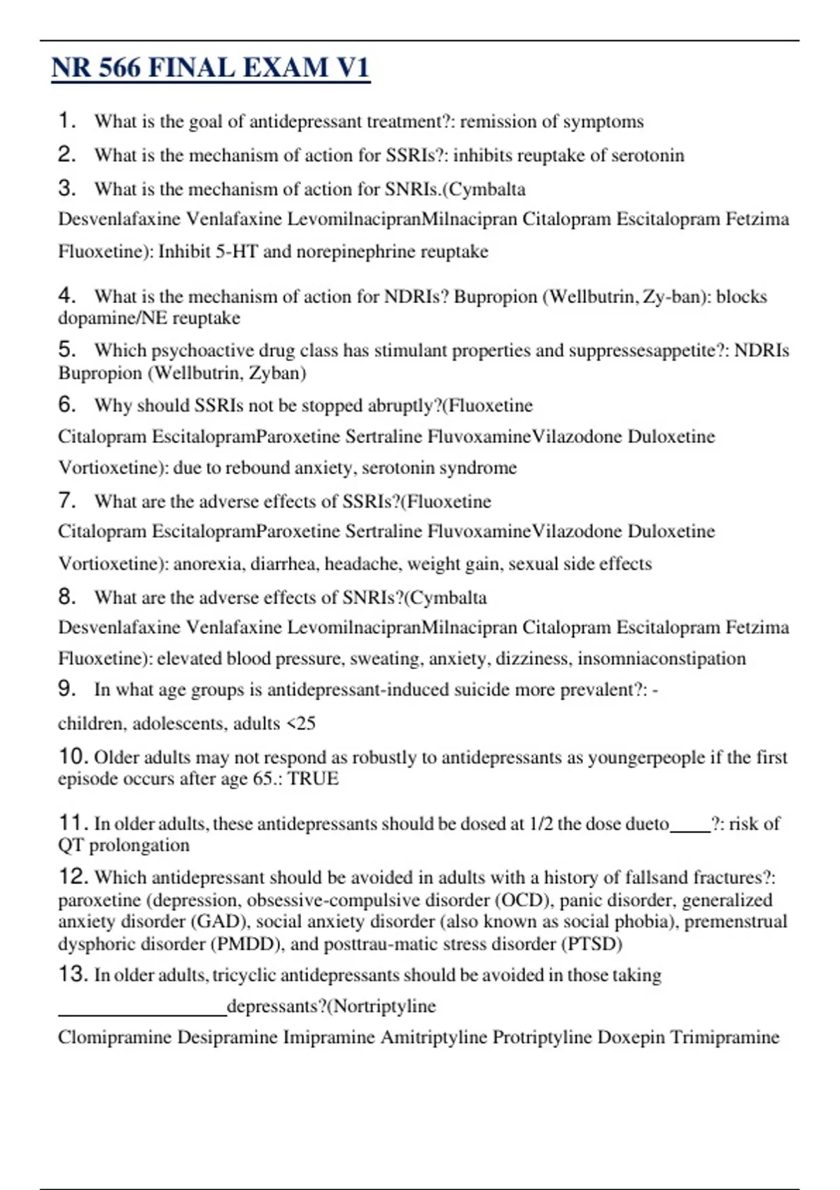 NR 566 – Advanced Pharmacology | Final Exam Guide | Chamberlain ...