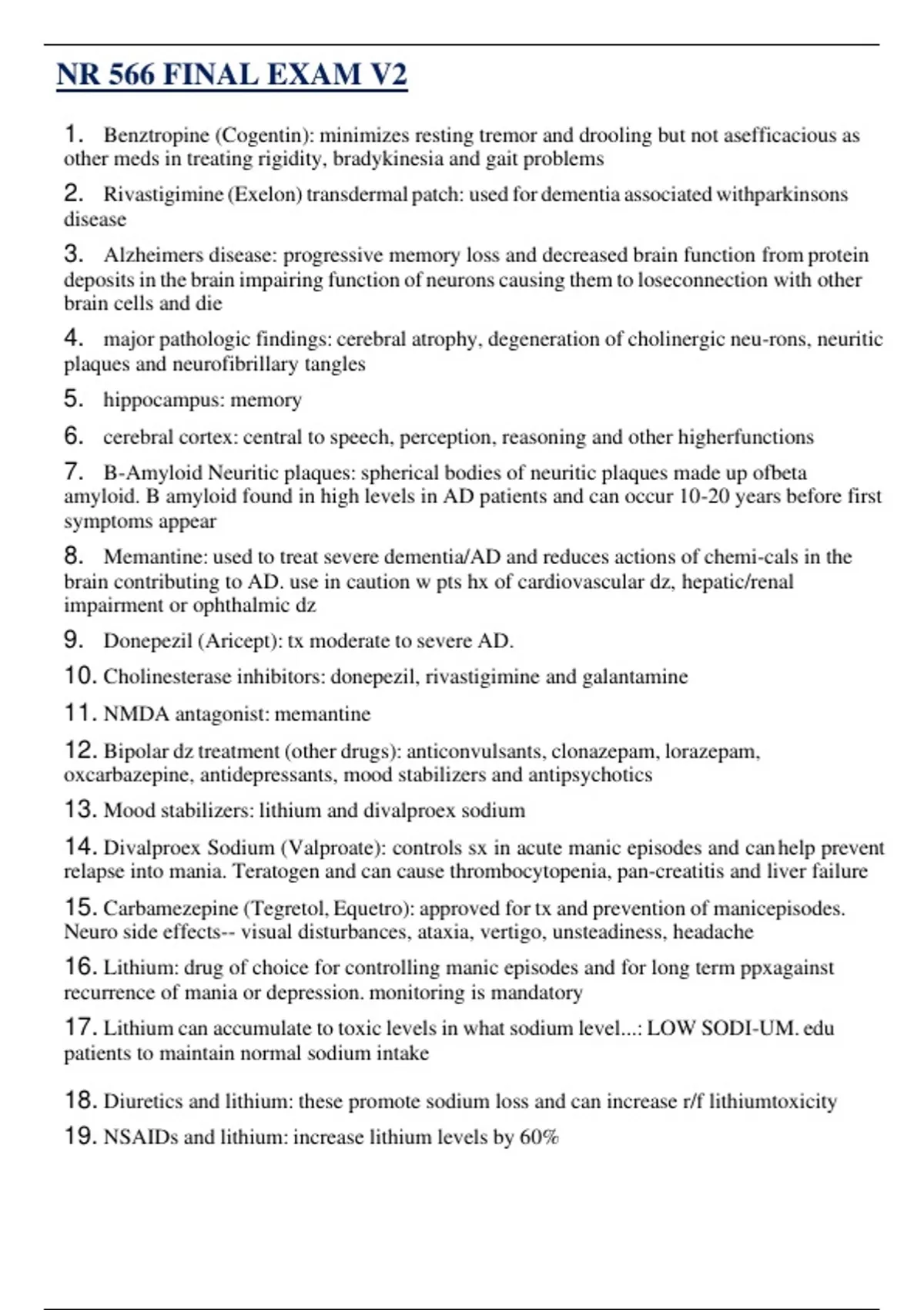 NR 566 – Advanced Pharmacology | Final Exam Review | Chamberlain ...