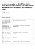 LA Life Insurance Series 101 ACTUAL EXAM QUESTIONS WITH COMPLETE SOLUTION GUIDE &lpar;A&plus; GRADED 100&percnt; VERIFIED&rpar; LATEST VERSION 2025&excl;&excl;