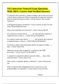 VA Contractor General Exam Questions With 100&percnt; Correct And Verified Answers