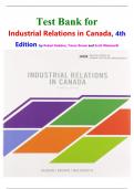 Test Bank for Industrial Relations in Canada&comma; 4th Edition by Robert Hebdon&comma; Travor Brown and Scott Walsworth isbn-9780176891701