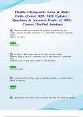 Florida Chiropractic Laws & Rules Guide &lpar;Latest 2025&sol; 2026 Update&rpar; &vert; Questions & Answers&vert; Grade A&vert; 100&percnt; Correct &lpar;Verified Solution&rpar;