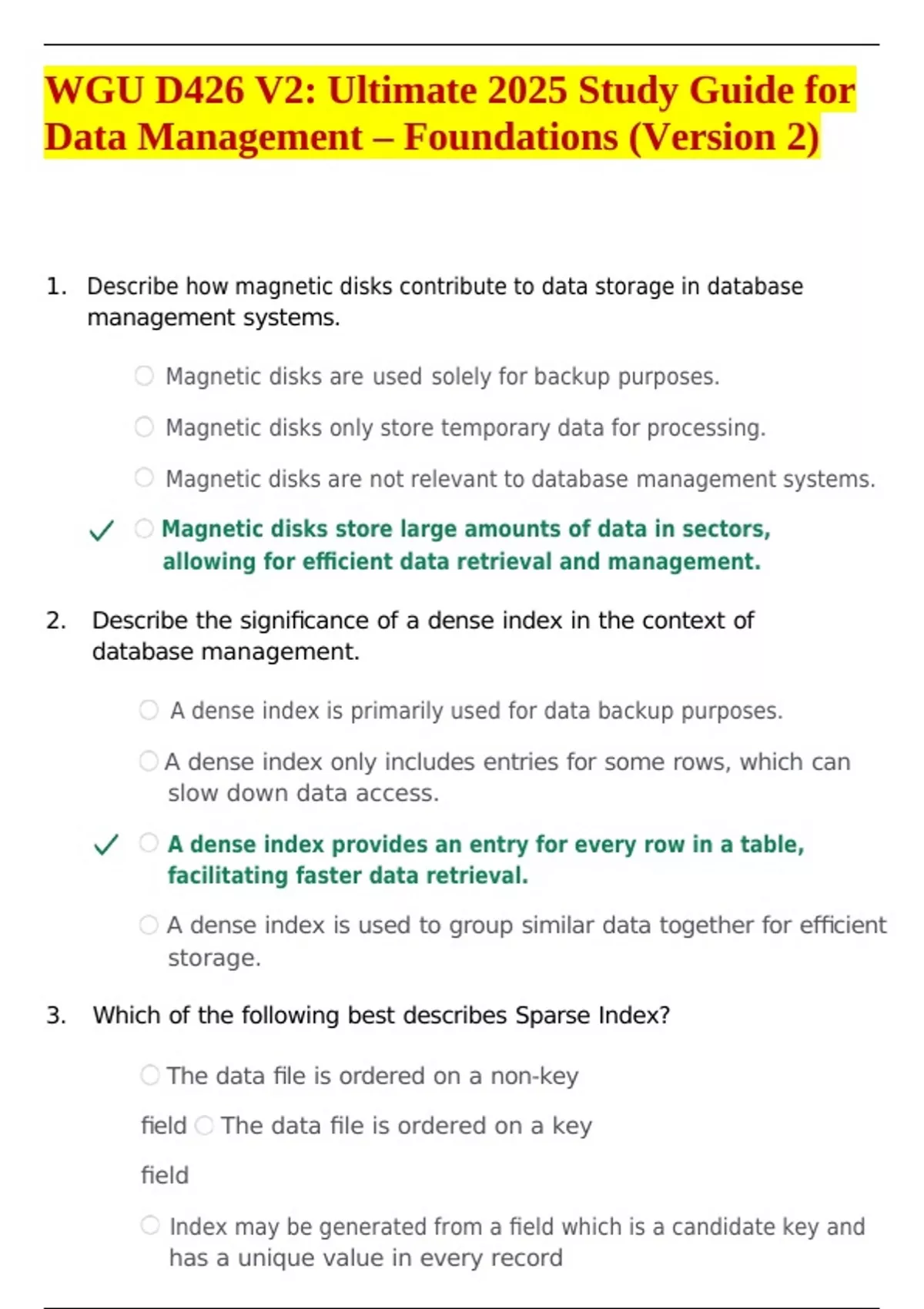 WGU D426 V2: Ultimate 2025 Study Guide for Data Management ...