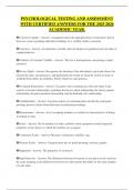 PSYCHOLOGICAL TESTING AND ASSESSMENT WITH CERTIFIED ANSWERS FOR THE 2025&sol;2026 ACADEMIC YEAR