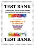 Test Bank - Fundamentals of Nursing-Thinking Doing and Caring&comma; 4th edition &lpar;2 Volume Set&rpar; &lpar;Wilkinson & Treas&comma; 2020&rpar;&comma; Chapter 1&comma;3-46 &vert; All Chapters