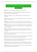 PSYCHOLOGICAL TESTING AND ASSESSMENT WITH EXPERT REVIEWED ANSWERS FOR THE 2025 EDITION